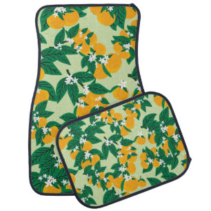 Orange fruit: green vintage pattern. car floor mat