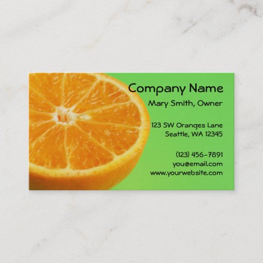 Customizable Orange Fruit Half Slice Business Card