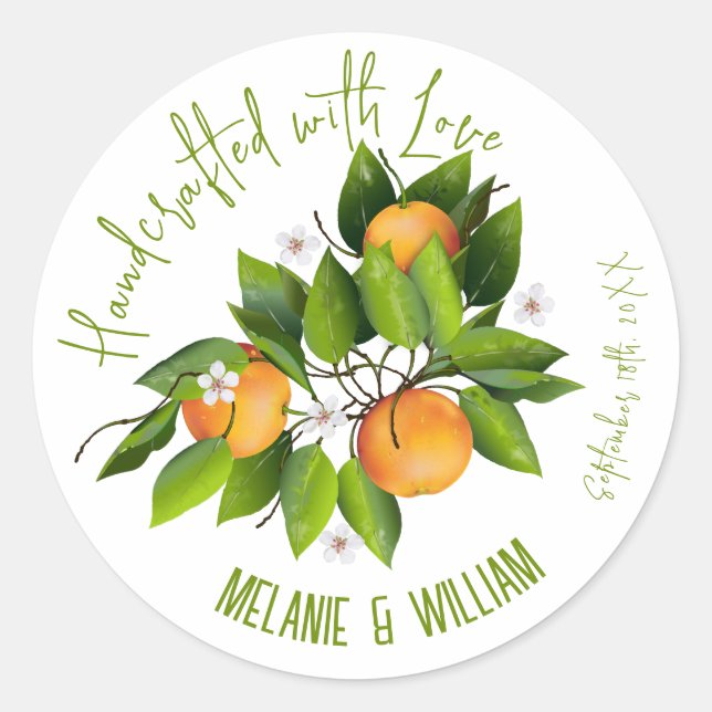 Orange Fruit Jam Classic Round Sticker (Front)