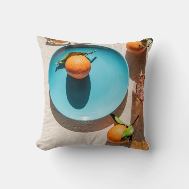 Orange fruit on plate throw pillow (Front)