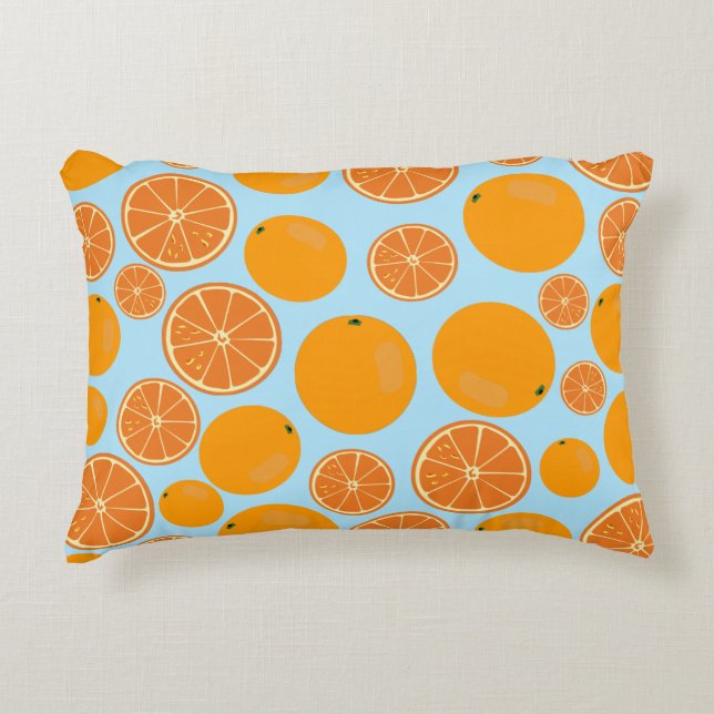 Orange Fruit Pattern Accent Pillow (Front)