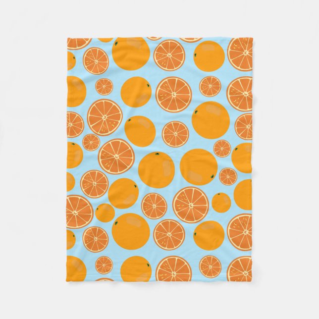 Orange Fruit Pattern Fleece Blanket (Front)
