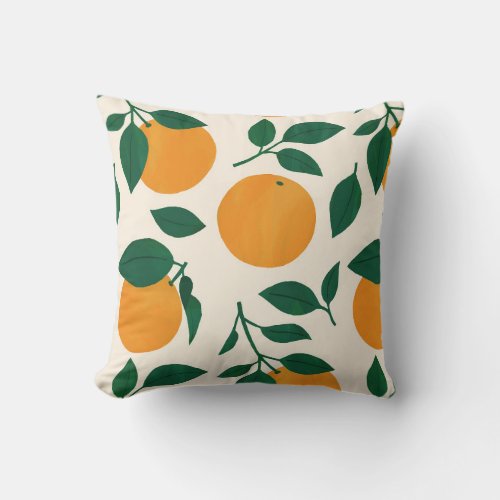 Orange Fruit Pattern Illustration Throw Pillow