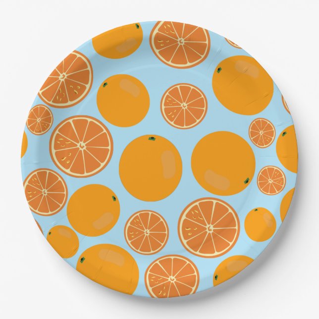 Orange Fruit Pattern Paper Plates (Front)