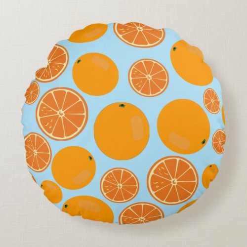 Orange Fruit Pattern Round Pillow