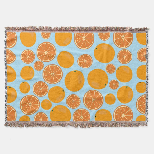 Orange Fruit Pattern Throw Blanket (Front)