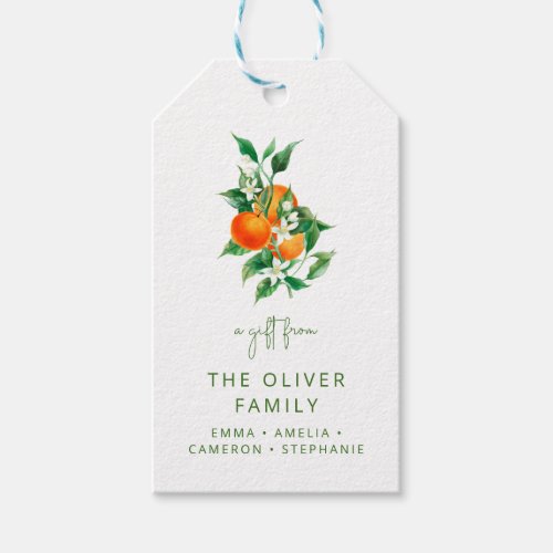 Orange Fruit Personalized A Gift From Family Name Gift Tags