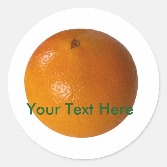 Orange Fruit Photo white background customizable Classic Round Sticker (Front)