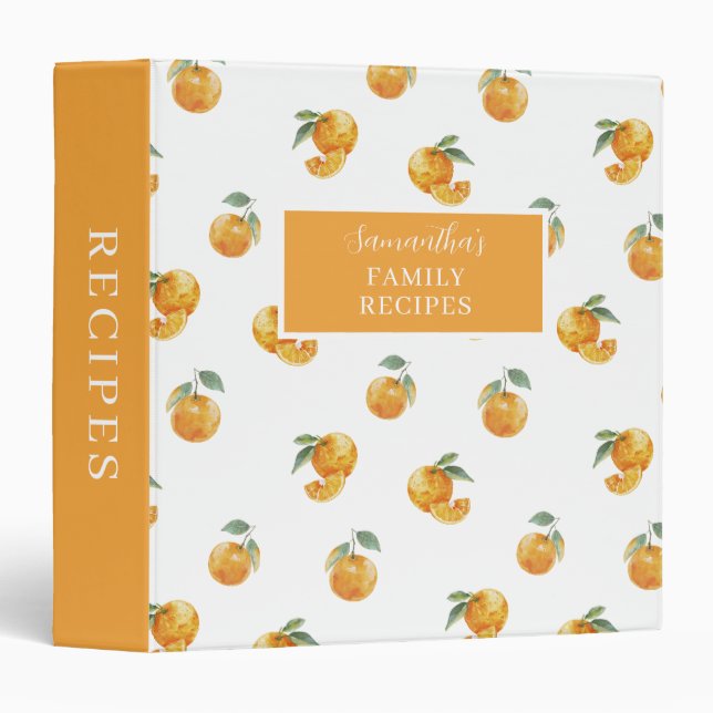 Orange Fruit Recipe  3 Ring Binder (Front/Spine)