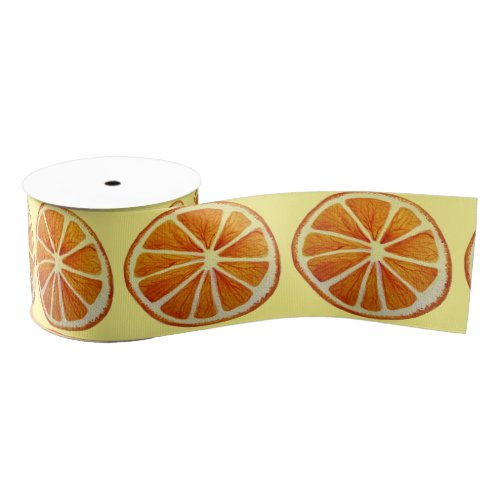 Orange fruit slice cute pop art watercolour grosgrain ribbon