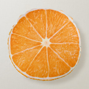 Orange Fruit Slice Cute Round Pillow