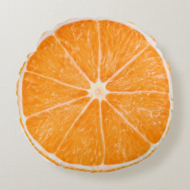 Orange Fruit Slice Cute Round Pillow (Front)