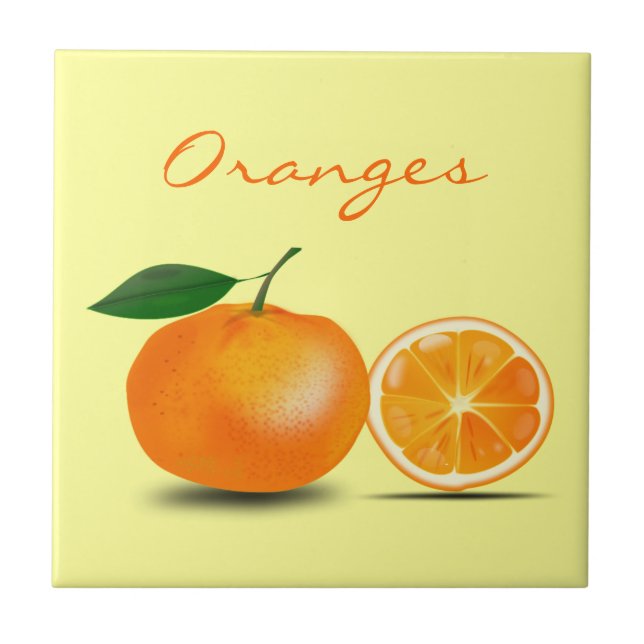 Orange Fruit Slice Simple Classic Food Kitchen Ceramic Tile (Front)