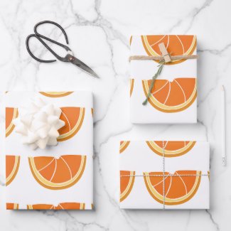 Orange Fruit Slice  Wrapping Paper Sheets