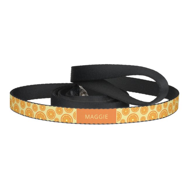 Orange Fruit Slices Pattern & Custom Pet Name Leash (Handle)