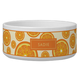 Orange Fruit Slices Pattern With Custom Name Bowl