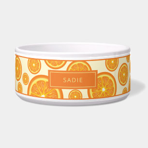 Orange Fruit Slices Pattern With Pet's Own Name Bowl