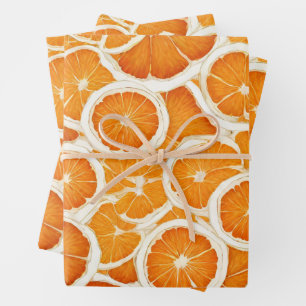Orange Fruit Slices Wrapping Paper Sheets