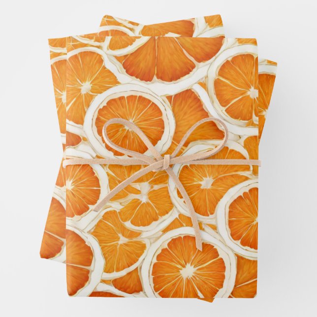 Orange Fruit Slices Wrapping Paper Sheets (In situ)