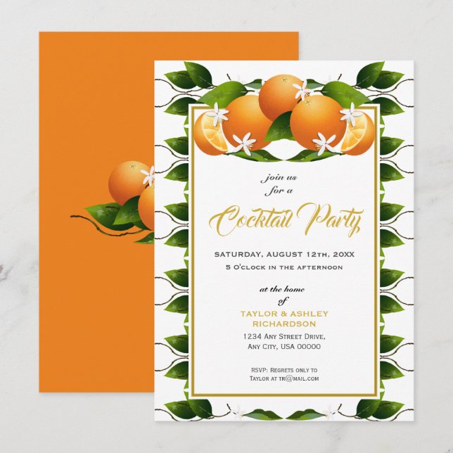 Orange Fruit Summer Party Invitation (Front/Back)