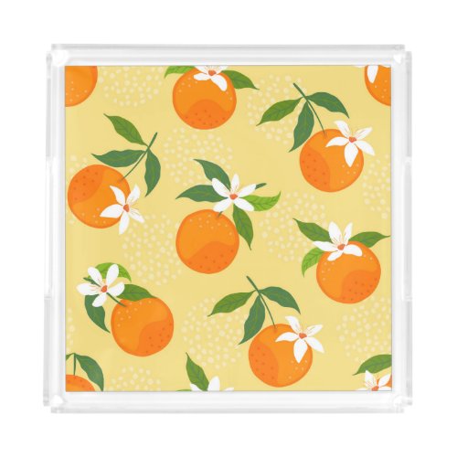 Orange Fruit Vintage Illustration Acrylic Tray