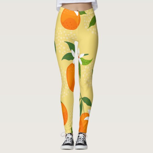 Orange Fruit Vintage Illustration Leggings