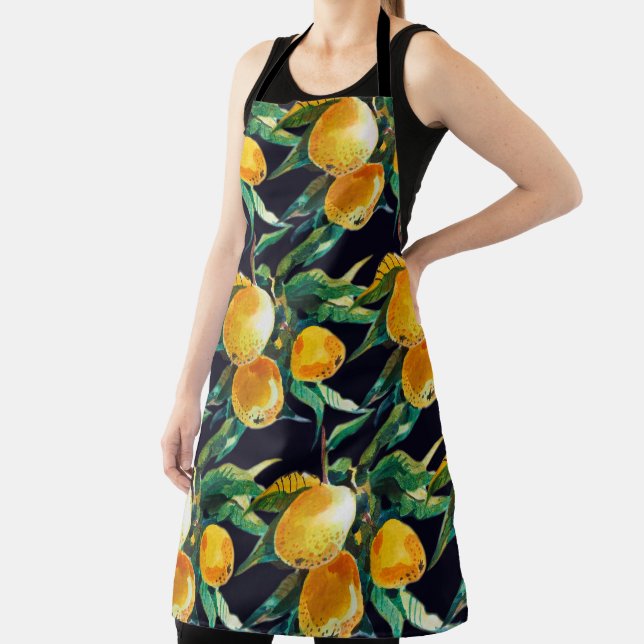 Orange Fruit Watercolor  Fresh Citrus Artwork Apron (Insitu)