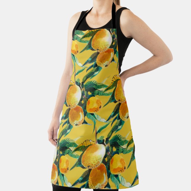 Orange Fruit Watercolor  Fresh Citrus Artwork Apron (Insitu)