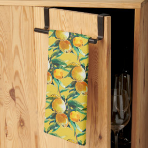 Orange Fruit Watercolor  Fresh Citrus Artwork Kitchen Towel