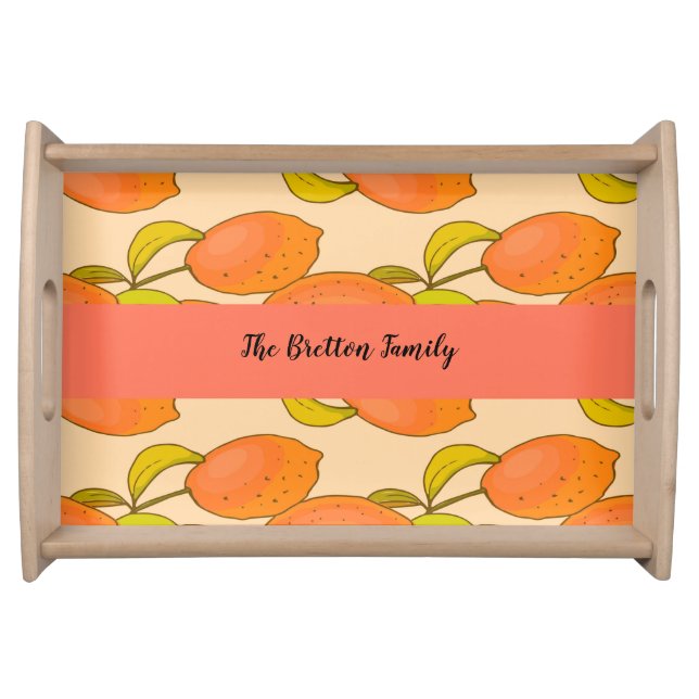 Orange Fruit with Family Name Serving Tray (Front)
