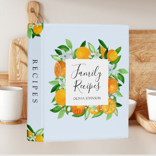 Orange Fruits and Flowers Family Recipe Cookbook Mini Binder