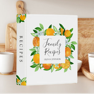 Orange Fruits and Flowers Family Recipe Cookbook Mini Binder