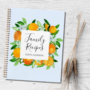 Orange Fruits and Flowers Family Recipe Cookbook Notebook