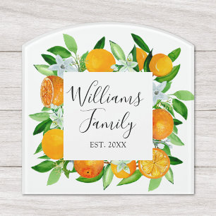 Orange Fruits and Flowers Summer Floral botanical Door Sign