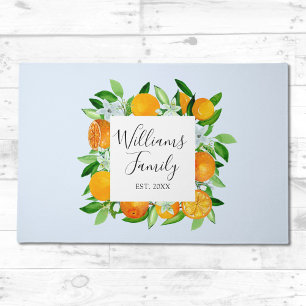 Orange Fruits and Flowers Summer Floral botanical Doormat