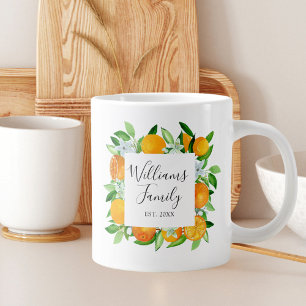 Orange Fruits and Flowers Summer Floral botanical Giant Coffee Mug