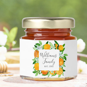 Orange Fruits and Flowers Summer Floral botanical Honey Jar Favors