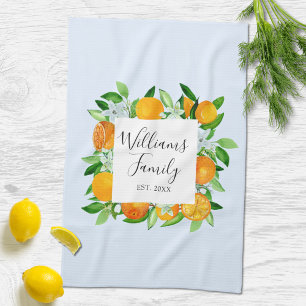 Orange Fruits and Flowers Summer Floral botanical Kitchen Towel