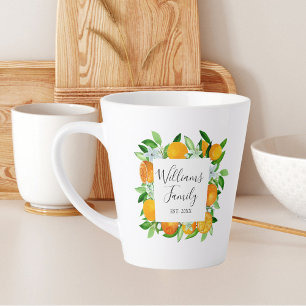 Orange Fruits and Flowers Summer Floral botanical Latte Mug
