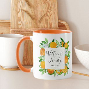 Orange Fruits and Flowers Summer Floral botanical Mug
