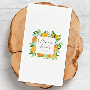 Orange Fruits and Flowers Summer Floral botanical Paper Guest Towels