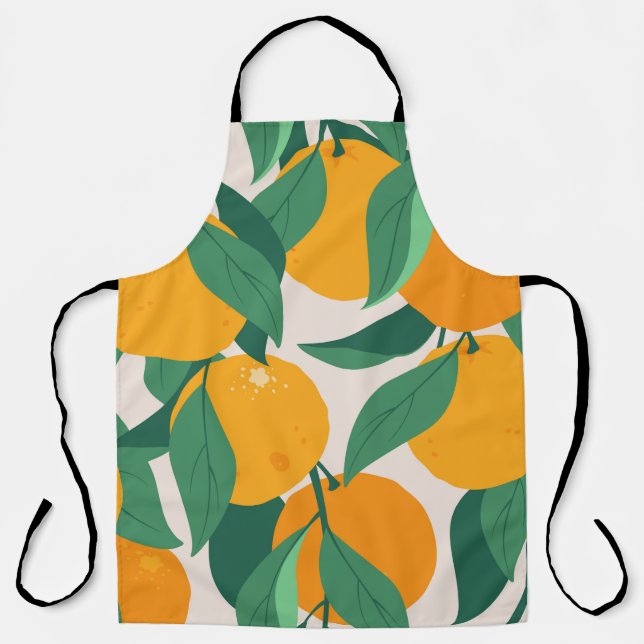 Orange fruits and leaves seamless pattern apron (Front)