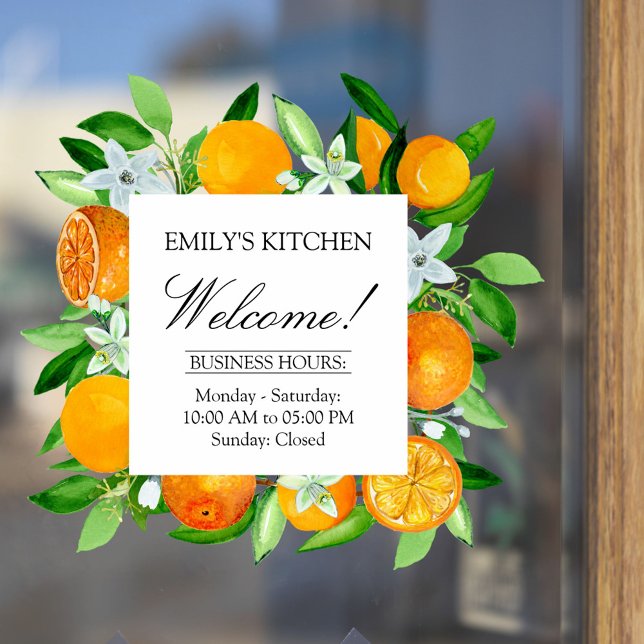 Orange Fruits Flower Summer Floral botanical Store Window Cling (In situ)
