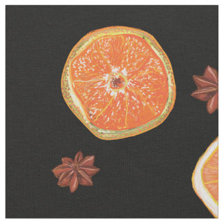 Orange Fruits Slices & Cinnamon Fabric