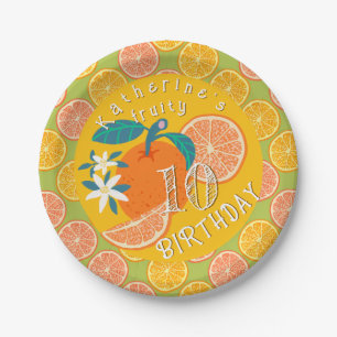 Orange Fruity 10th Birthday Paper Plate