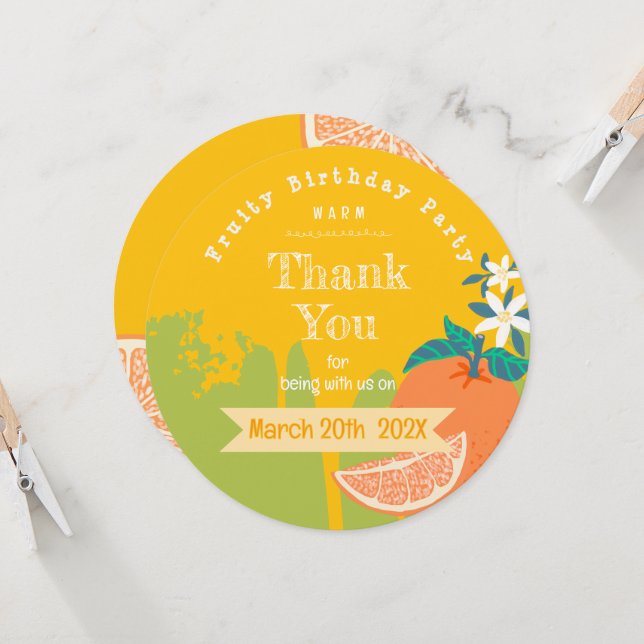 Orange Fruity 10th Birthday Thank You (Front/Back In Situ)