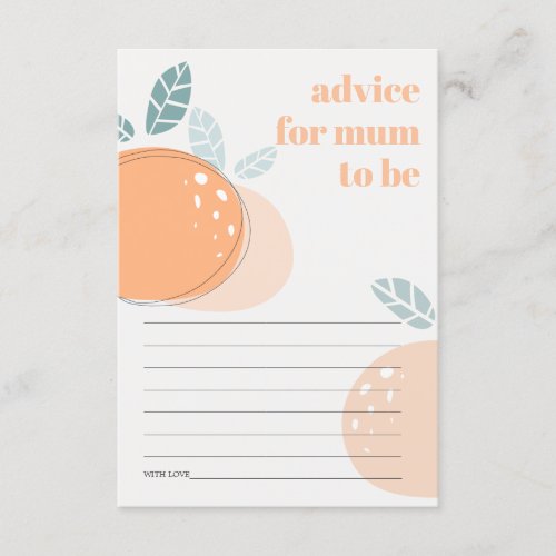 Orange Fruity Advice For Mum To Be Baby Shower Enclosure Card