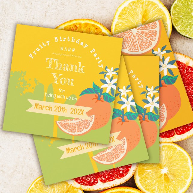 Orange Fruity Birthday Thank You (Orange Fruity Birthday Thank You Card.)