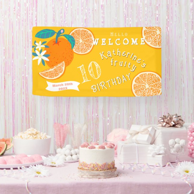 Orange Fruity Birthday Welcome Banner (Party)