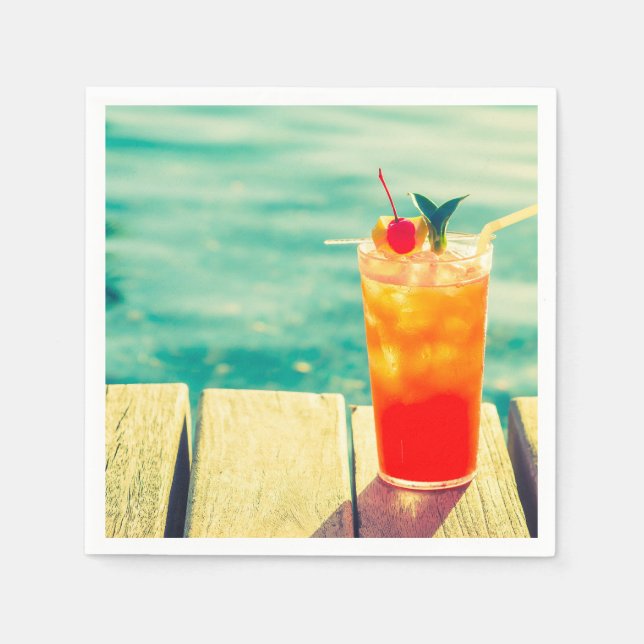 Orange fruity cocktail party napkins (Front)